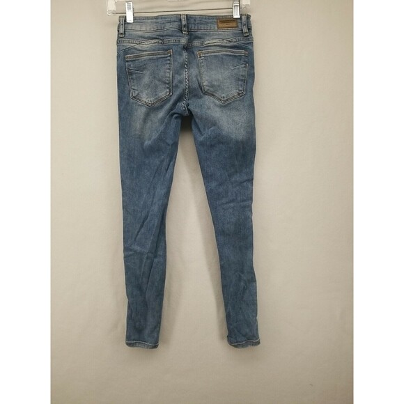 ZARA BASIC WOMENS JEANS BLUE 4 SKINNY PANTS HI-RISE DISTRESSED Z1975 Logo - Picture 10 of 11